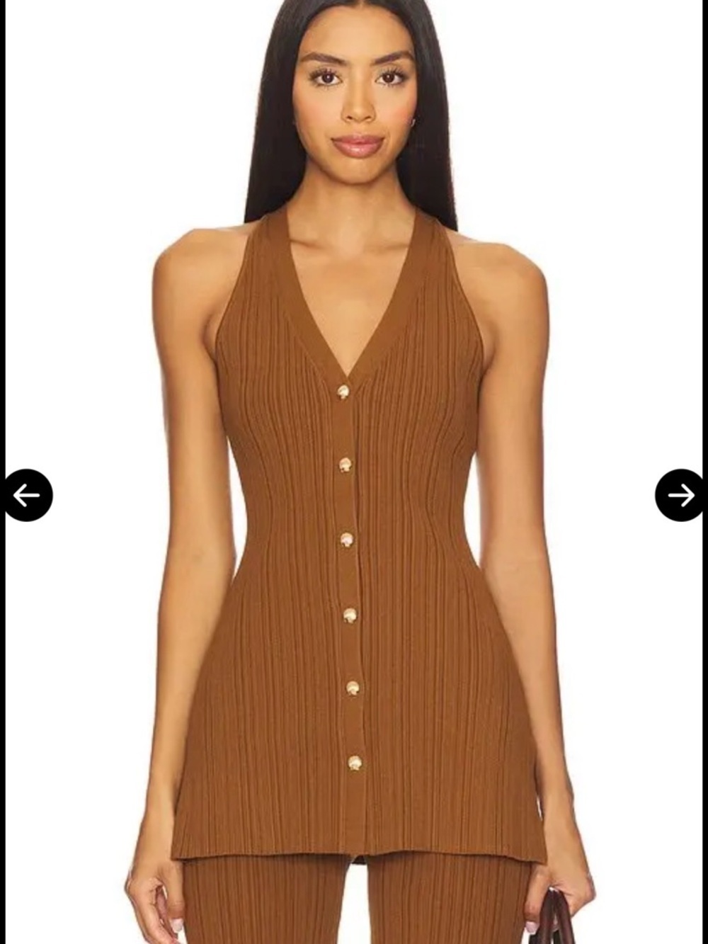 Veronica Beard Sleeveless Ribbed Button-Front Midi Dress in Brown